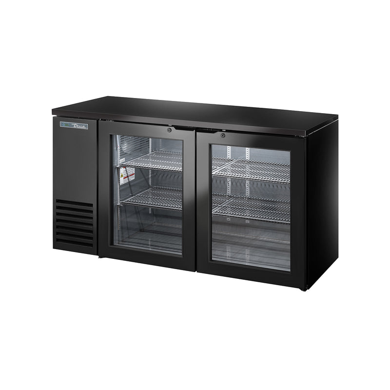 True TBB24-60-2G-Z1-BST-B-1 - 59"W Back Bar Cooler - (2) Glass Doors - Black