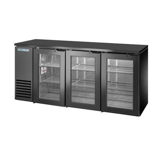True TBB24-72-3G-Z1-BST-B-1 - 71"W Back Bar Cooler - (3) Glass Doors - Black