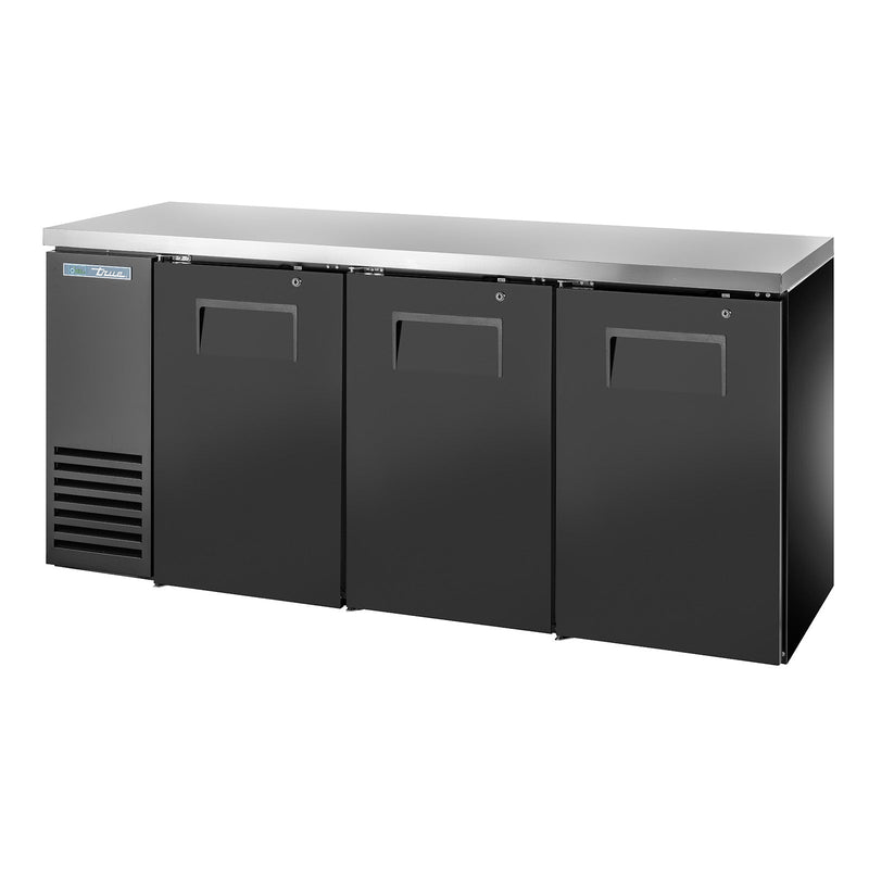 True TBB24-72-3S-Z1-SFT-B-1 - 73"W Back Bar Cooler - (3) Doors - Black