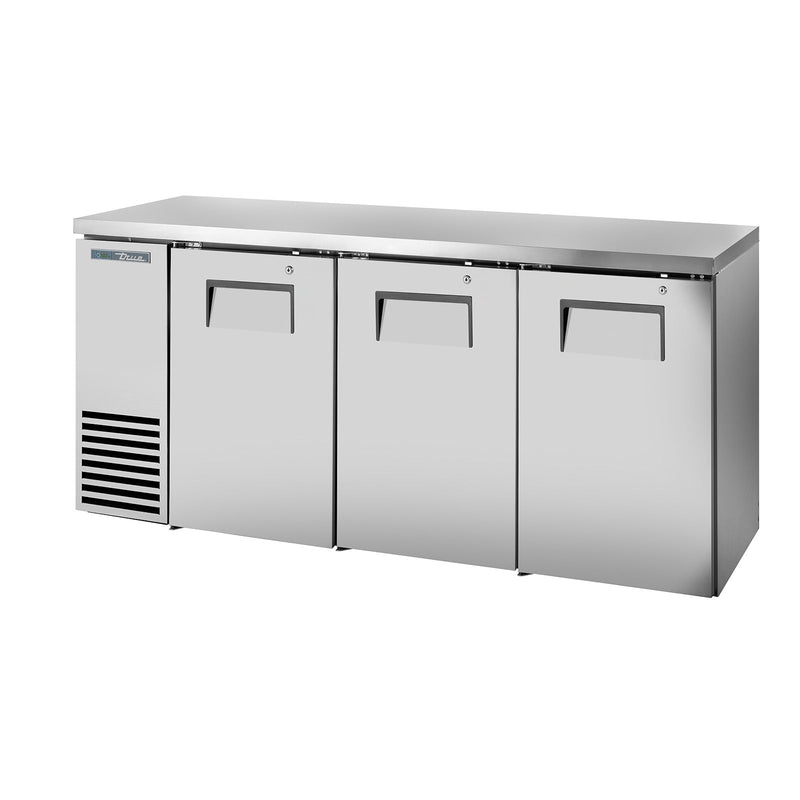 True TBB24-72-3S-Z1-SFT-S-1 - 73"W Back Bar Cooler - (3) Doors - Stainless Steel