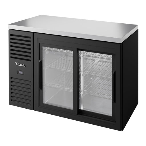 True TBR48-RISZ1-L-B-SS-1 - 48"W Back Bar Cooler - Two Solid Swing Doors - Black