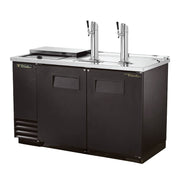 True TDD-2CT-HC - Draft Keg Beer Coolers - Dispensers / Beer Tappers with Glass Compartment, 2 Door, 2 Keg, 2 Single Faucets, Club Bar, 59" Long x 27" Deep x 38-1/4" High, 120 Volts, 8.5 Amps, 1/3 HP, Black Exterior, Wt. 314