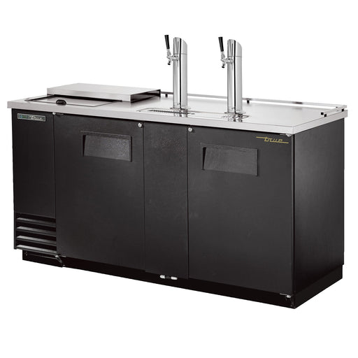 True TDD-3CT-HC - Draft Keg Beer Coolers - Dispensers / Beer Tappers with Glass Compartment, 2 Door, 3 Keg, 2 Single Faucets, Club Bar, 69" Long x 27" Deep x 38-1/4" High, 120 Volts, 8.5 Amps, 1/3 HP, Black Exterior, Wt. 351