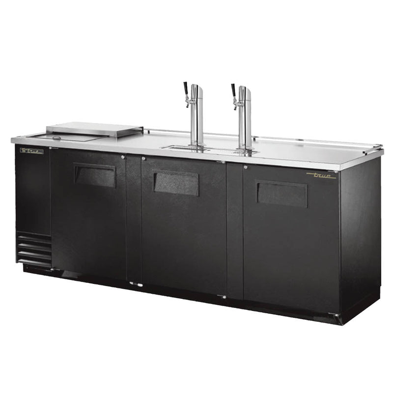 True TDD-4CT-HC - Dispensers / Beer Tappers with Glass Compartments , 3 Door, 4 Keg, 2 Single Faucets, Club Bar, 90-3/8" Long x 27" Deep x 38-1/4" High, 120 Volts, 8.5 Amps, 1/3 HP, Black Exterior, Wt. 454