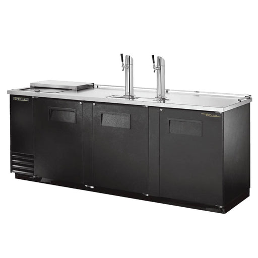 True TDD-4CT-HC - Dispensers / Beer Tappers with Glass Compartments , 3 Door, 4 Keg, 2 Single Faucets, Club Bar, 90-3/8" Long x 27" Deep x 38-1/4" High, 120 Volts, 8.5 Amps, 1/3 HP, Black Exterior, Wt. 454