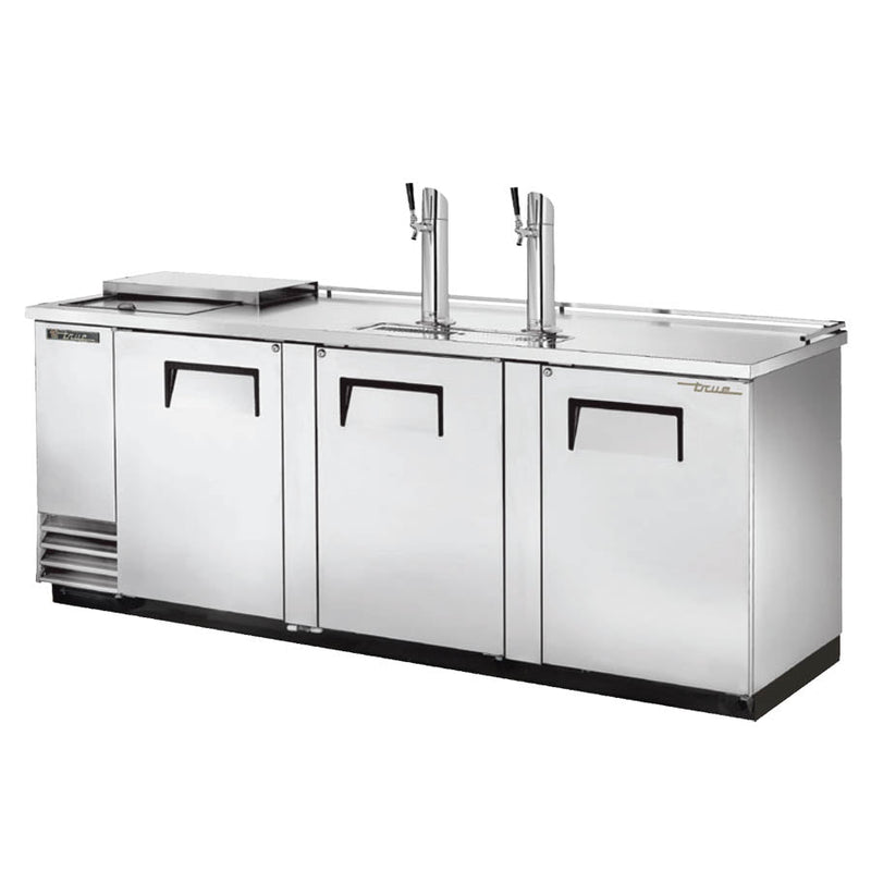 True TDD-4CT-HC - Dispensers / Beer Tappers with Glass Compartments , 3 Door, 4 Keg, 2 Single Faucets, Club Bar, 90-3/8" Long x 27" Deep x 38-1/4" High, 120 Volts, 8.5 Amps, 1/3 HP, Black Exterior, Wt. 454