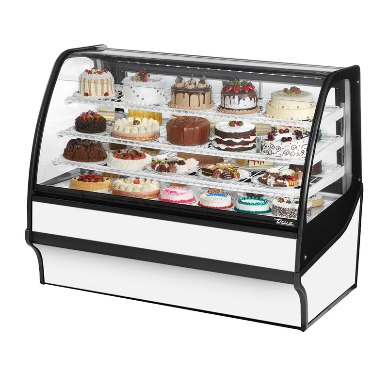 True TDM-R-59-GE/GE-B-W - 59"W Refrigerated Display Case - Curved Glass - Black