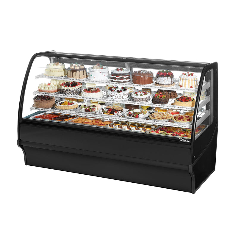 True TDM-R-77-GE/GE-B-W - 77"W Refrigerated Display Case - Curved Glass - Black