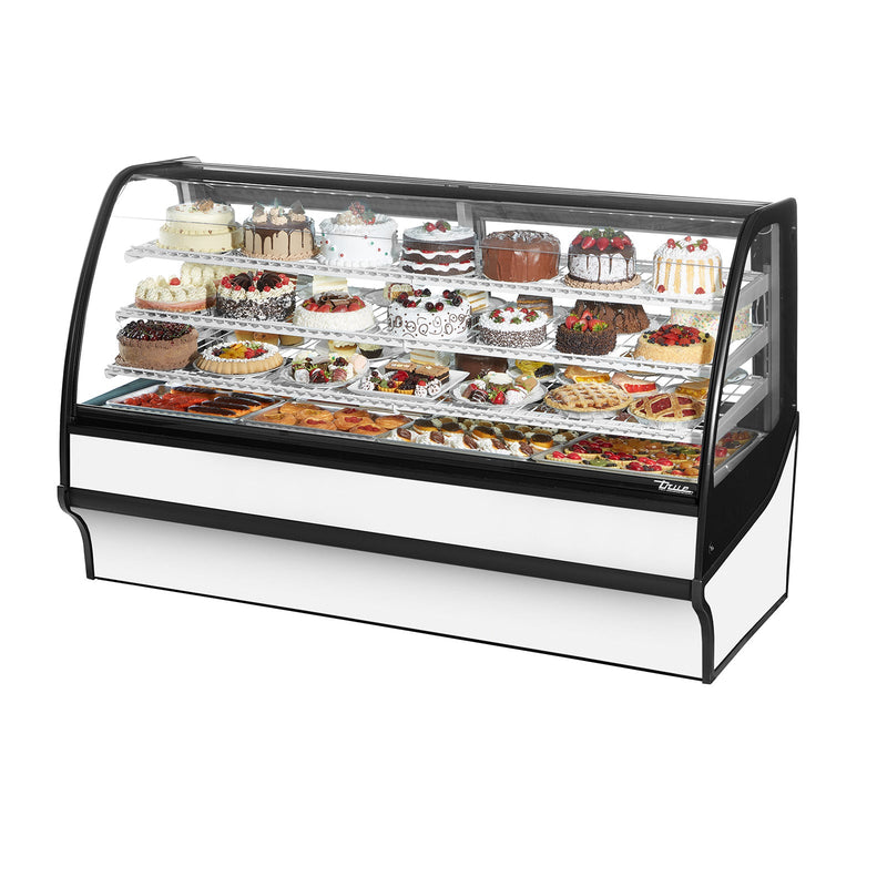 True TDM-R-77-GE/GE-B-W - 77"W Refrigerated Display Case - Curved Glass - Black