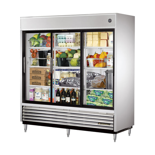 True TSD-69G-HC-LD - 78"W Reach-In Refrigerator - (3) Glass Slide Doors