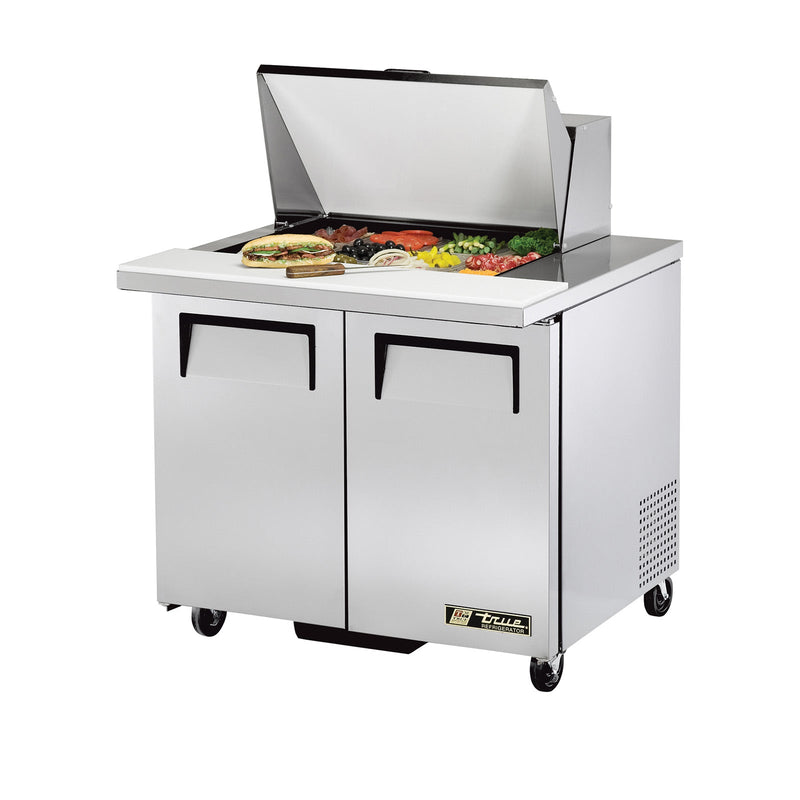 True TSSU-36-12M-B-HC - 36"W Sandwich Prep Table - (2) Doors - (12) Pans