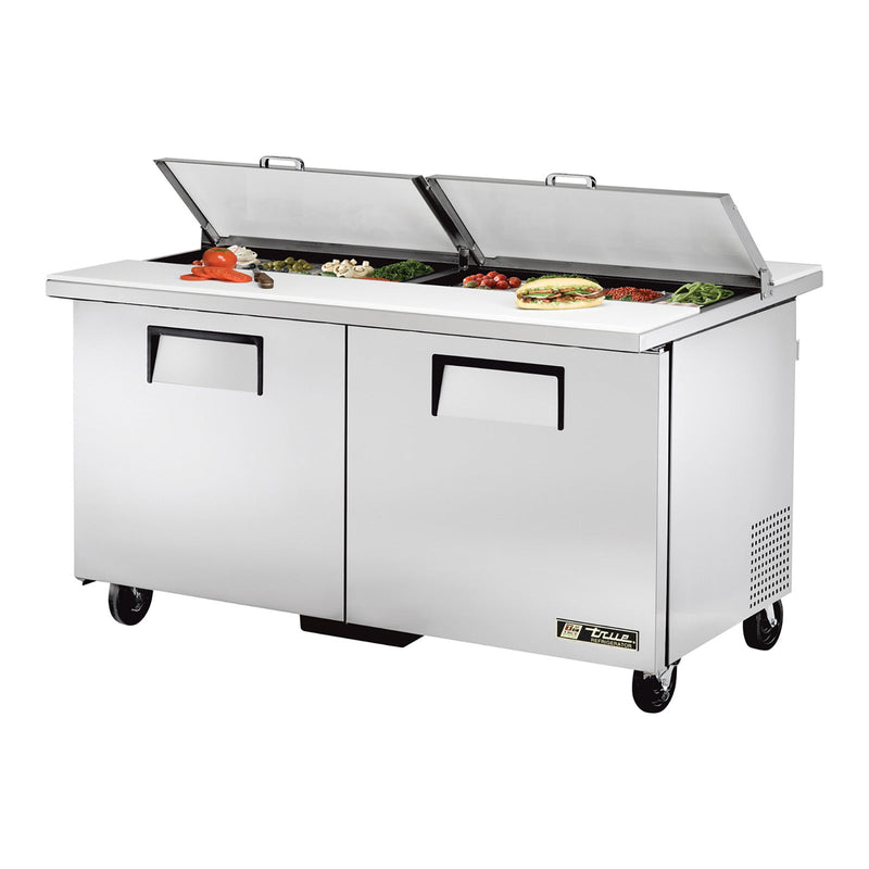 True TSSU-60-16-DS-ST-HC - 60"W Sandwich Prep Table - (2) Doors - (16) Pans