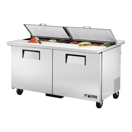 True TSSU-60-16-DS-ST-HC - 60"W Sandwich Prep Table - (2) Doors - (16) Pans