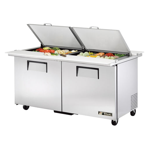True TSSU-60-24M-B-DS-ST-HC - 60"W Sandwich Prep Table - (2) Doors - (24) Pans