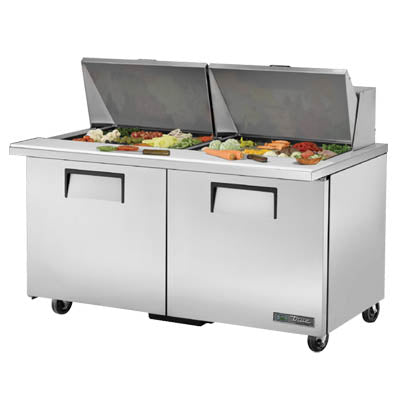 True TSSU-60-24M-B-ST-HC - 60"W Sandwich Prep Table - (2) Doors - (24) Pans