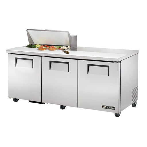 True TSSU-72-08-HC - 72"W Sandwich Prep Table - (3) Doors - (8) Pans