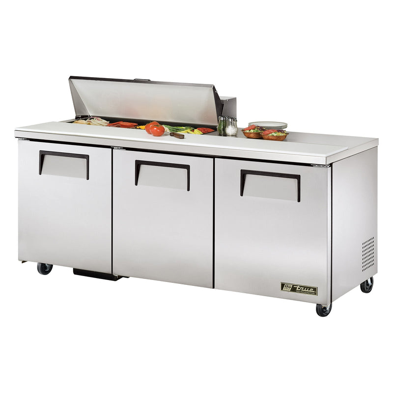 True TSSU-72-10-HC - 72"W Sandwich Prep Table - (3) Doors - (10) Pans