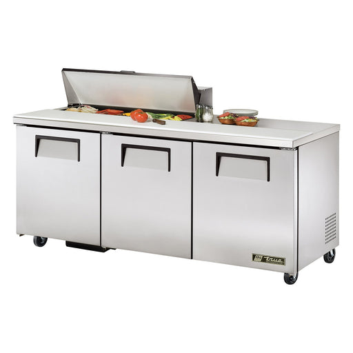 True TSSU-72-10-HC - 72"W Sandwich Prep Table - (3) Doors - (10) Pans