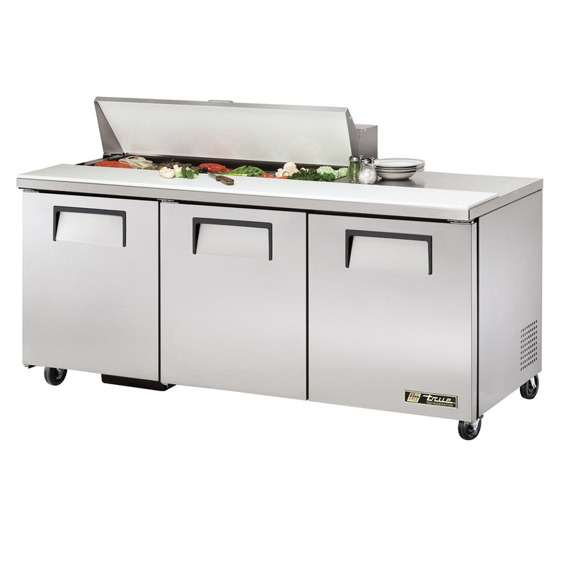 True TSSU-72-12-HC - 72"W Sandwich Prep Table - (3) Doors - (12) Pans