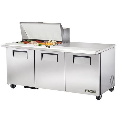 True TSSU-72-15M-B-HC - 72"W Sandwich Prep Table - (3) Doors - (15) Pans