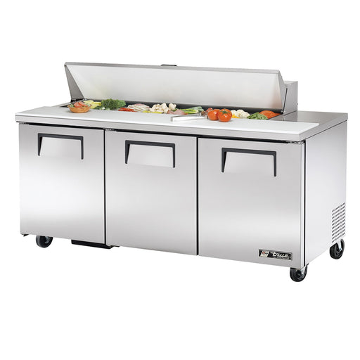 True TSSU-72-16-HC - 72"W Sandwich Prep Table - (3) Doors - (16) Pans