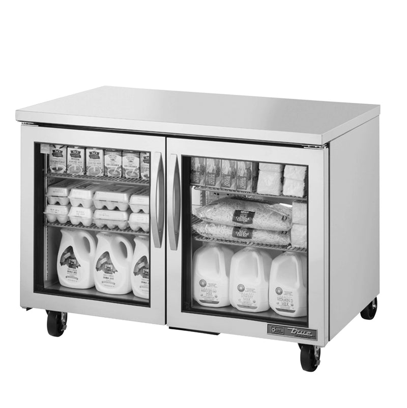 True TUC-48G-HC~FGD01 - 48"W Undercounter Refrigerator - (2) Glass Doors