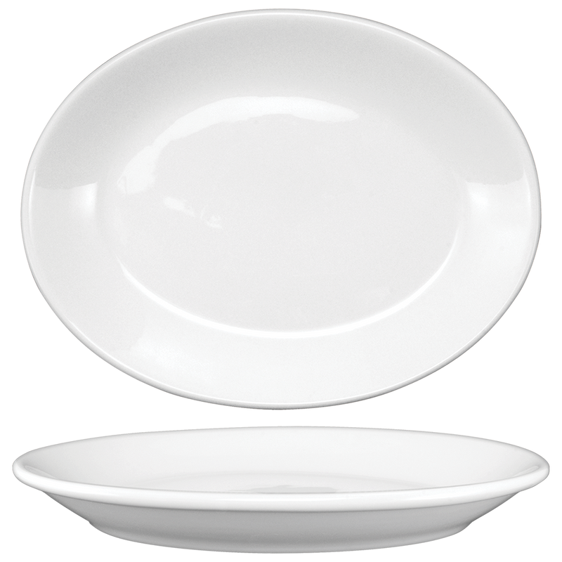 International Tableware TN-34/DO-34 - Dover Coupe Platter - 9-5/8" x 7-1/2" - European White